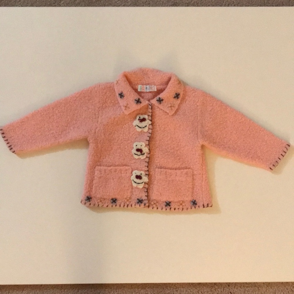 Bambino- Little girls pink snowman sweater